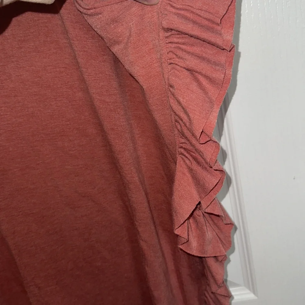 Rust Ruffled Flowy Shirt - Picture 2 of 4